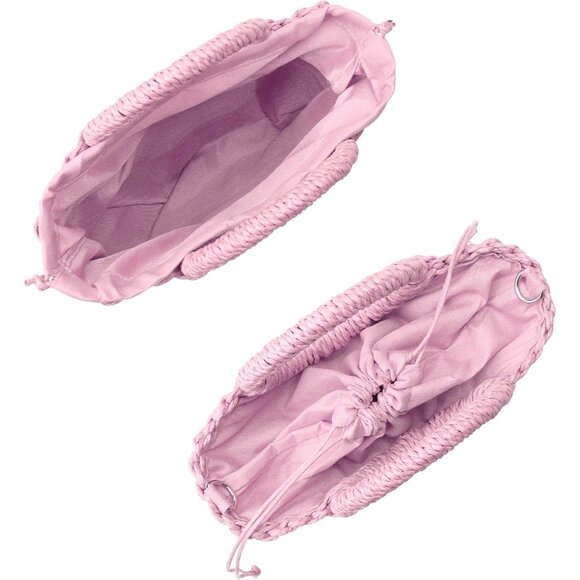 Woven Straw Beach Bag for Womem Top Handle Orange Crossbody and Shoulder Strap - Picture 5 of 6